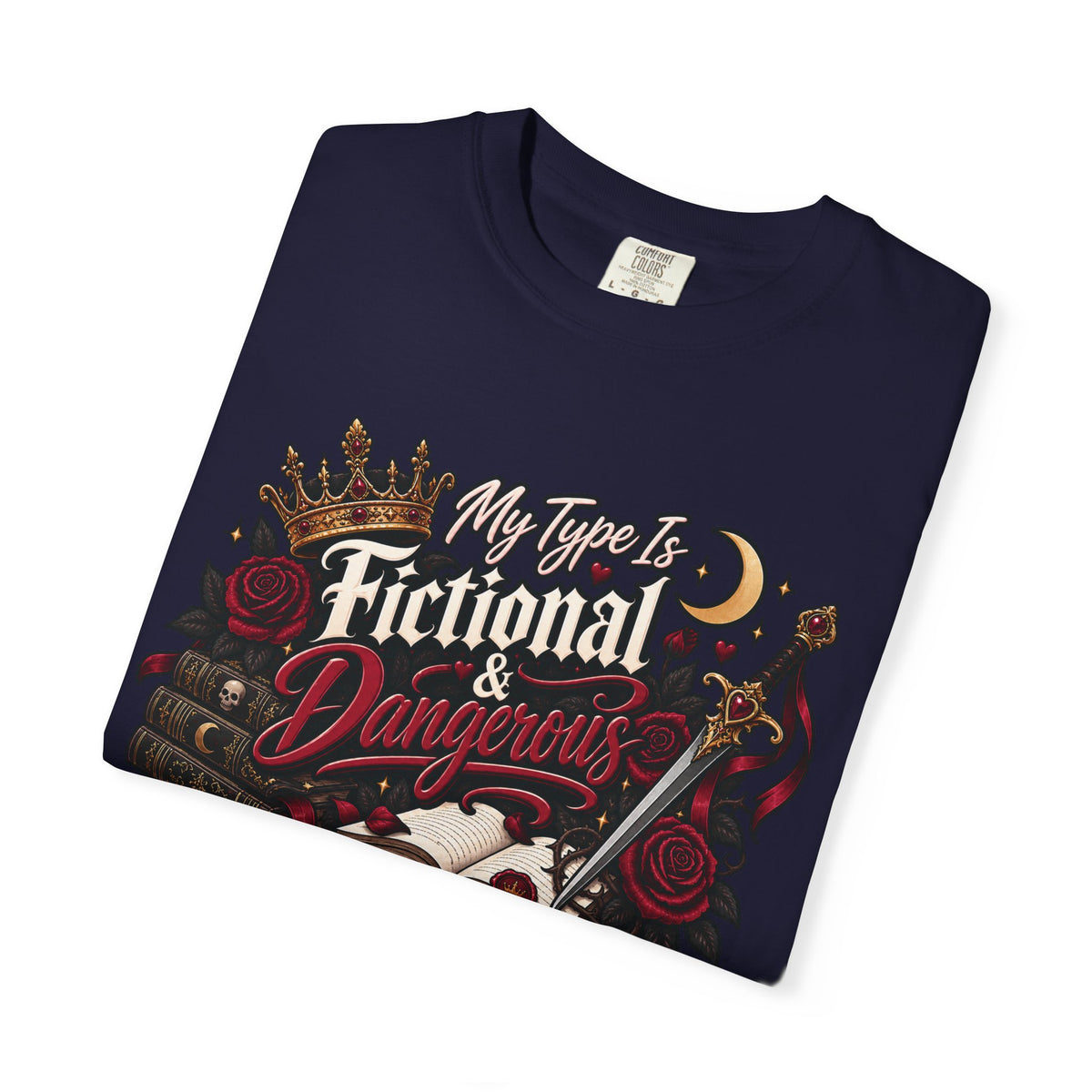 Fictional & Dangerous T-Shirt — Gothic Booklover Graphic Tee