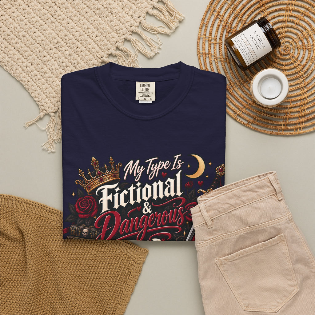 Fictional & Dangerous T-Shirt — Gothic Booklover Graphic Tee