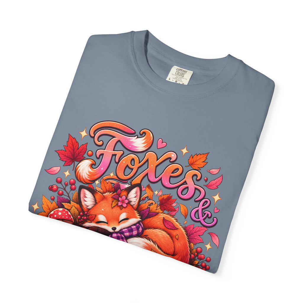 Foxes & Falling Leaves T-Shirt — Cozy Autumn Fox Graphic Tee