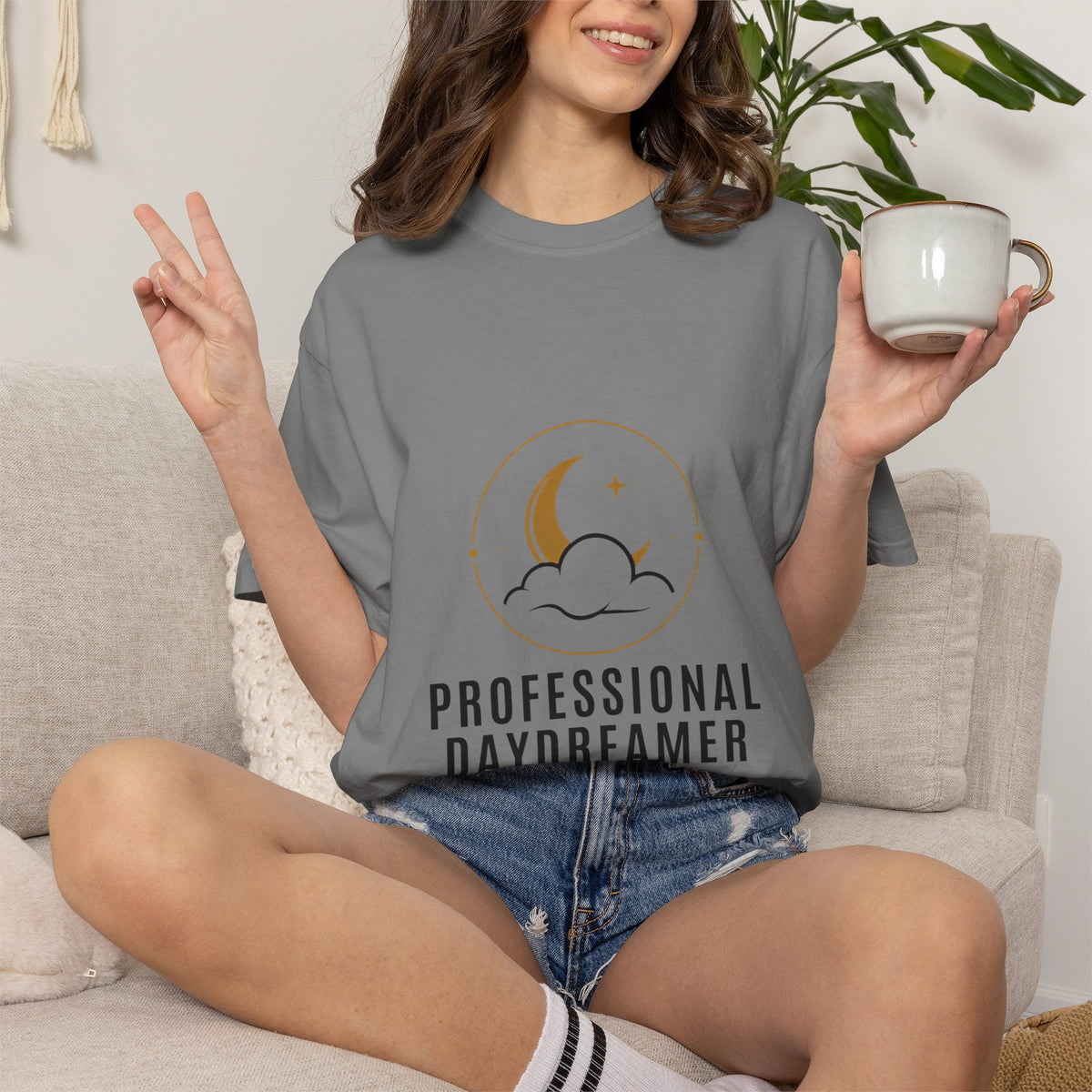Professional Daydreamer T-Shirt — Moon & Cloud Graphic Tee