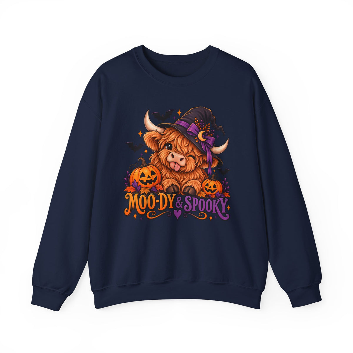 "Moo-dy & Spooky" Highland cow sweatshirt