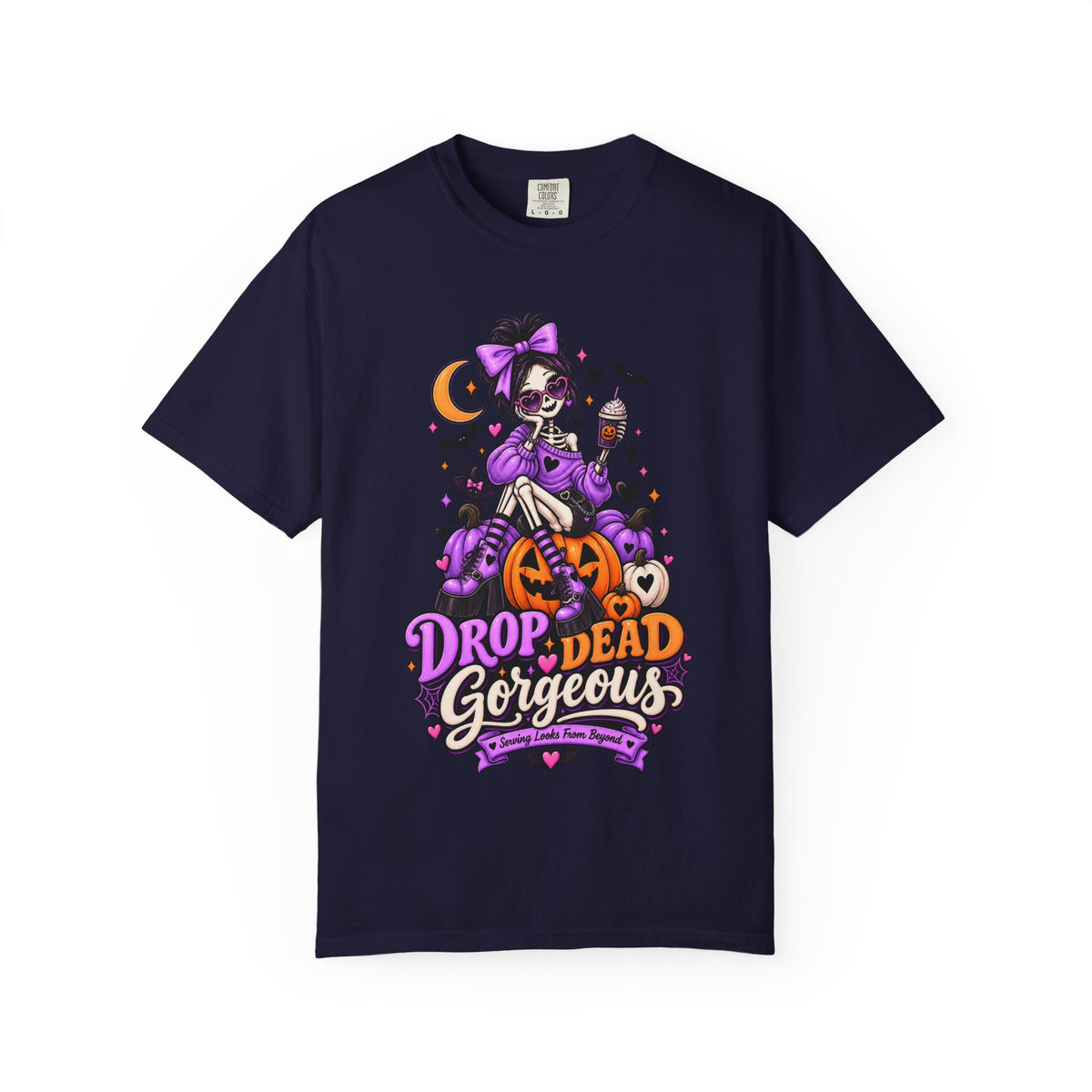 Drop Dead Gorgeous Halloween T-Shirt — Gothic Pumpkin Pinup Tee
