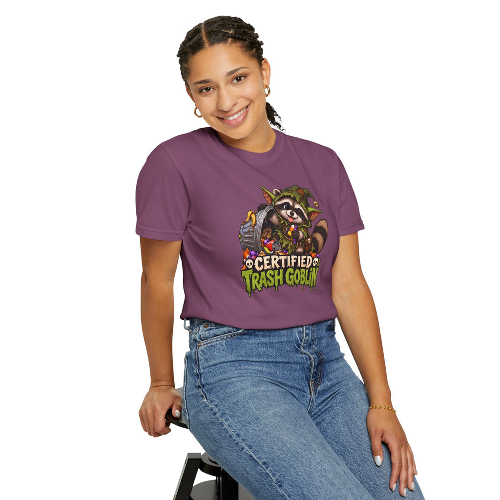 Certified Trash Goblin T-Shirt — Cute Mischief Raccoon Graphic Tee