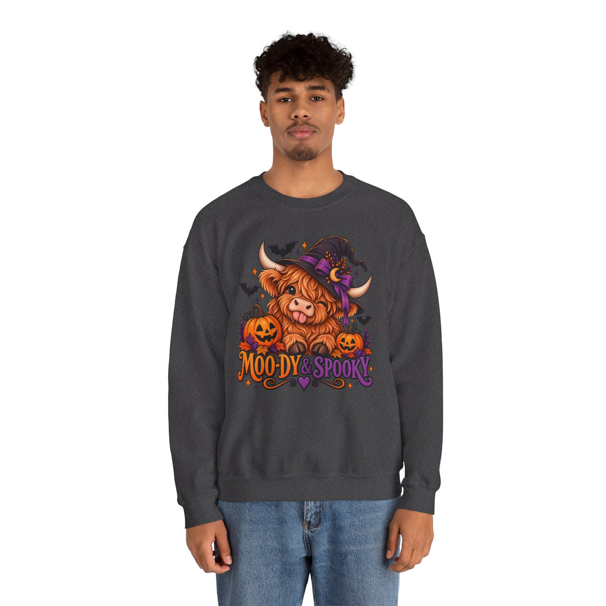 "Moo-dy & Spooky" Highland cow sweatshirt