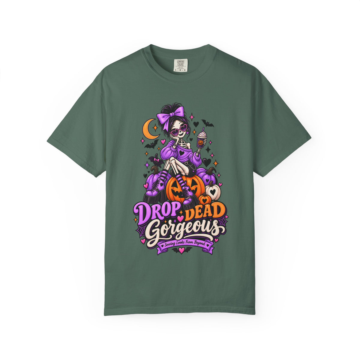 Drop Dead Gorgeous Halloween T-Shirt — Gothic Pumpkin Pinup Tee