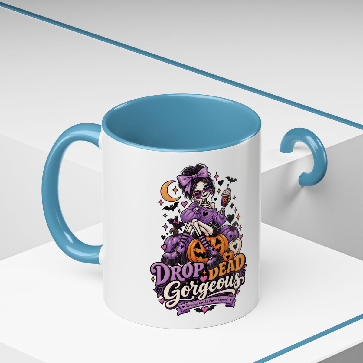 Halloween Coffee Mug — 'Drop Dead Gorgeous' Gothic Pumpkin Witch Accent Mug