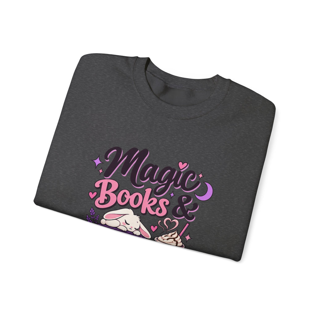 Sweatshirt — "Magic, Books & Coffee" Cozy Reading Crewneck