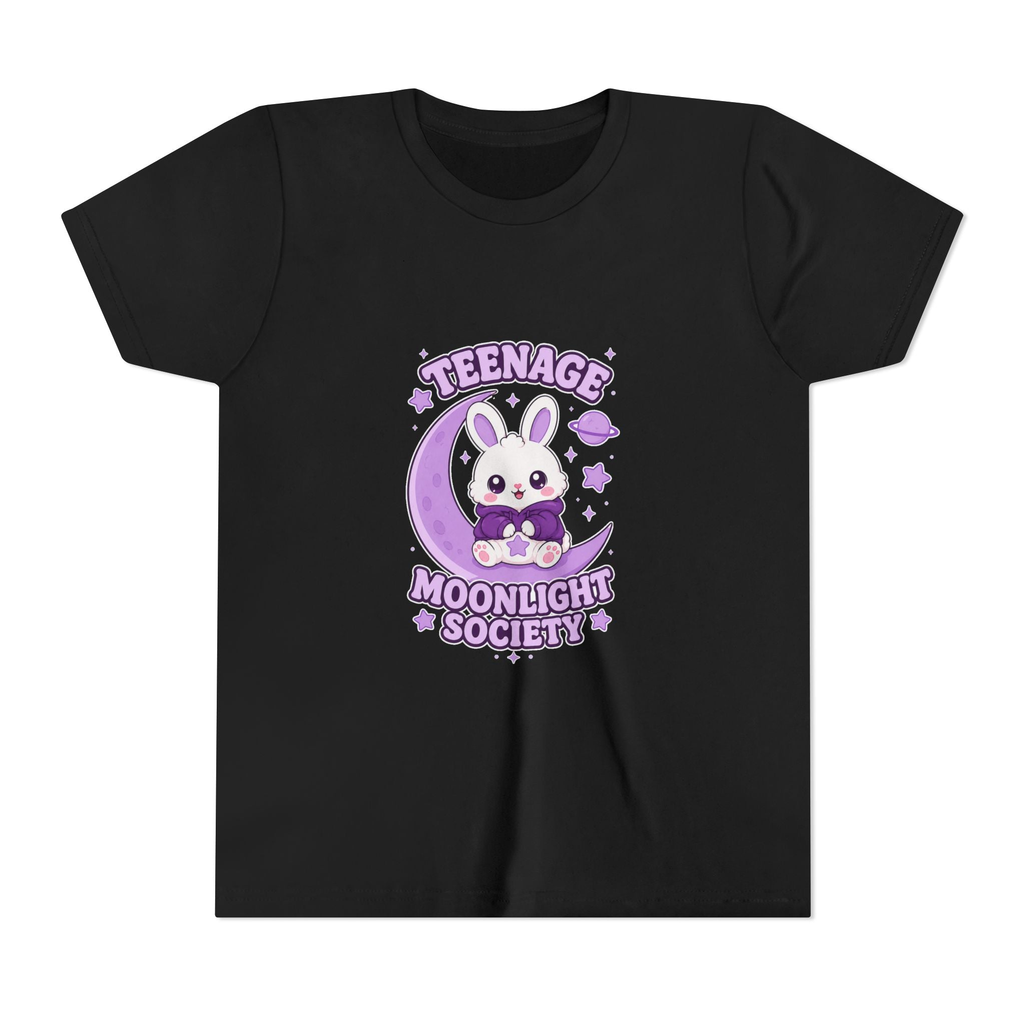 Youth Tee — "Teenage Moonlight Society" Cute Bunny Moon Graphic