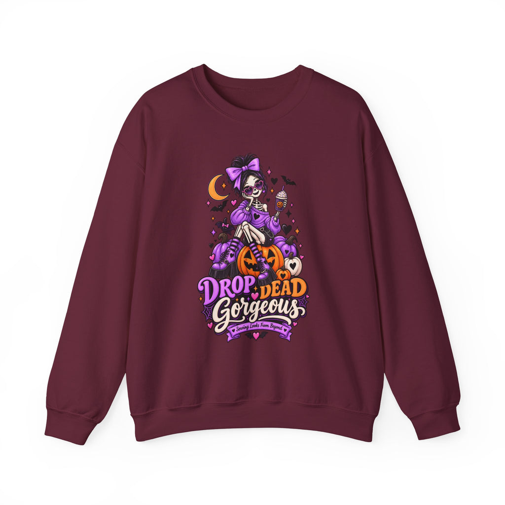 Drop Dead Gorgeous Halloween Sweatshirt — Gothic Pinup Vampire Design