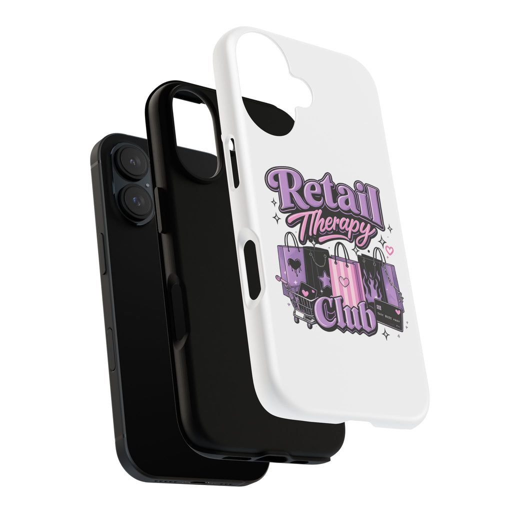Phone Case - "Retail Therapy Club" Cute Pink & Purple Shopping Design