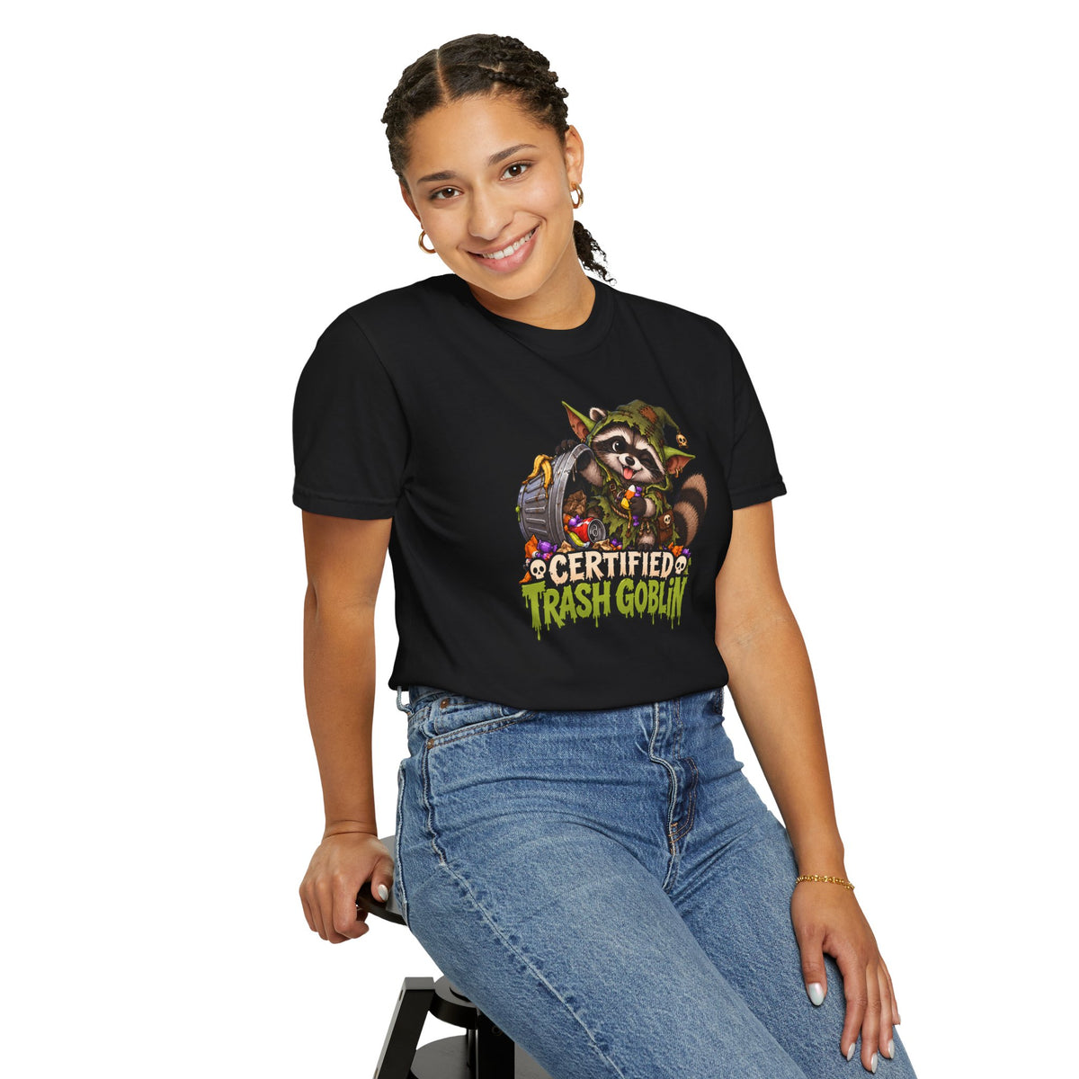 Certified Trash Goblin T-Shirt — Cute Mischief Raccoon Graphic Tee