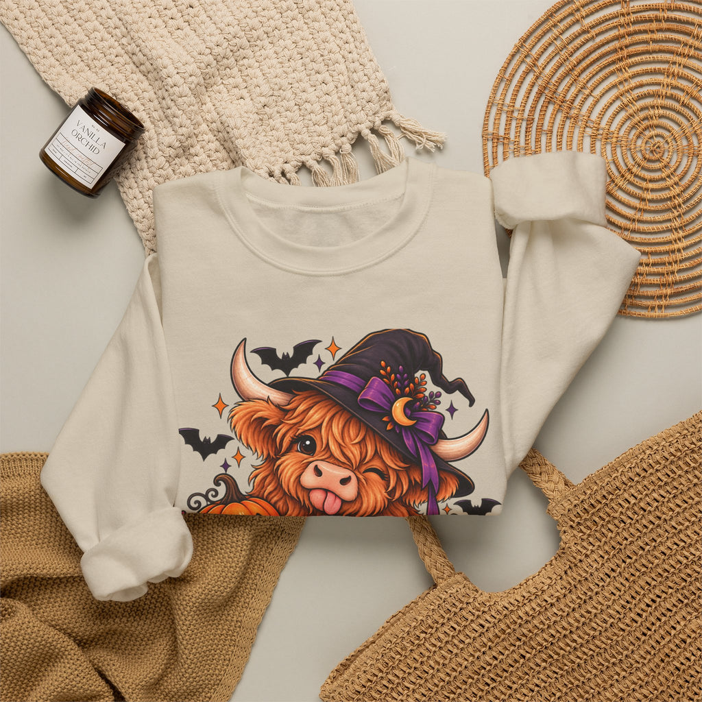"Moo-dy & Spooky" Highland cow sweatshirt