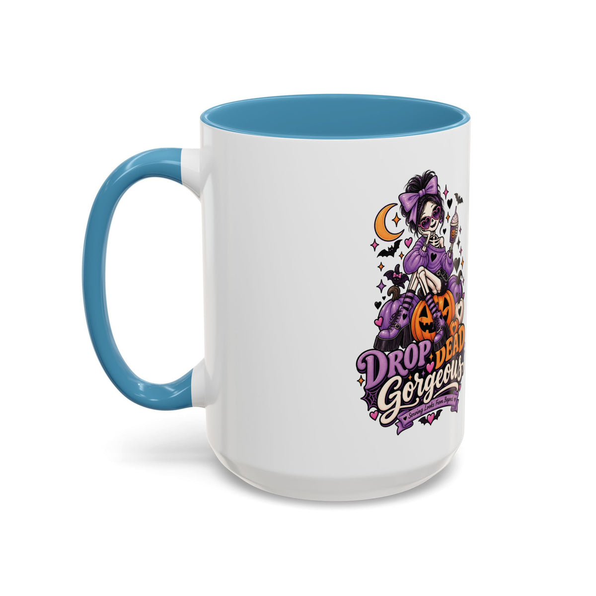 Halloween Coffee Mug — 'Drop Dead Gorgeous' Gothic Pumpkin Witch Accent Mug