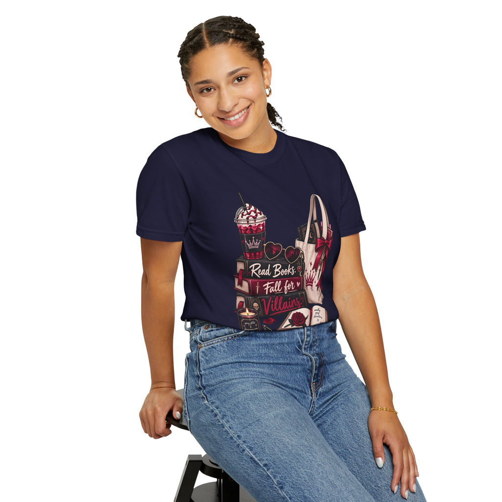 Bookish Villains Graphic T-Shirt — "Read Books I Fall for Villains"