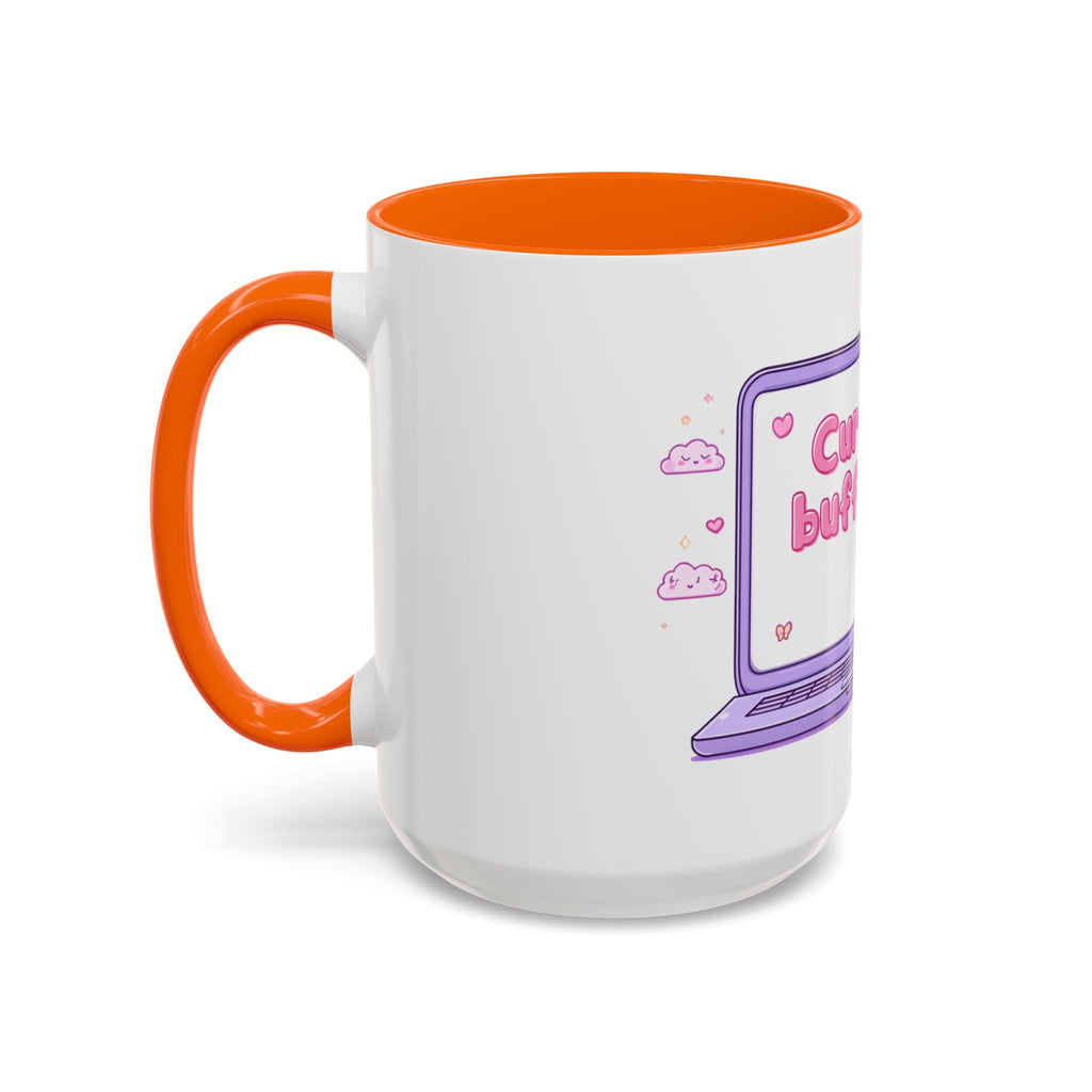 Accent Coffee Mug — "Currently Buffering" Cute Kawaii Laptop Design