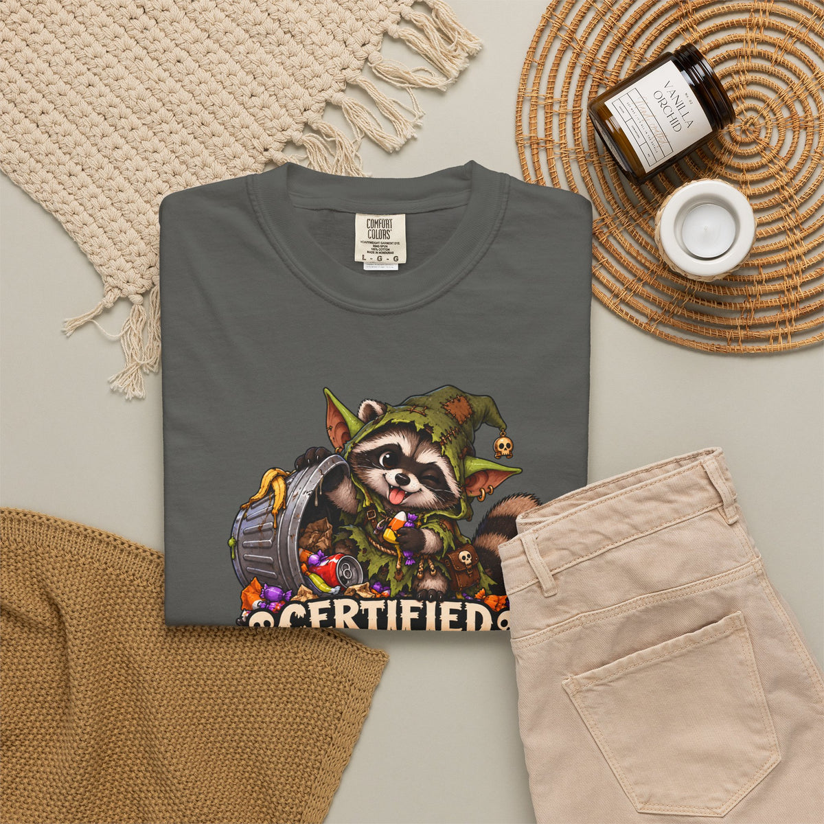 Certified Trash Goblin T-Shirt — Cute Mischief Raccoon Graphic Tee