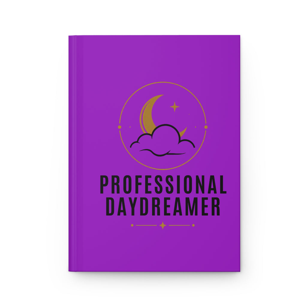 Professional Daydreamer Hardcover Journal — Purple Matte Notebook with Moon & Cloud Design