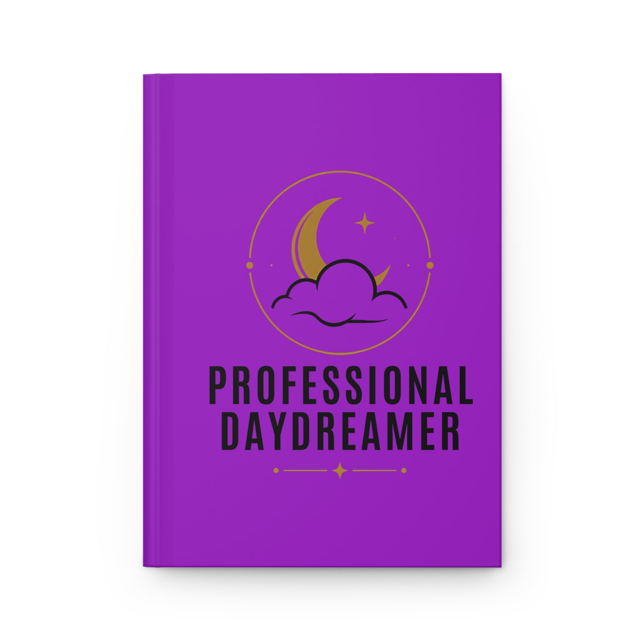 Professional Daydreamer Hardcover Journal — Purple Matte Notebook with Moon & Cloud Design