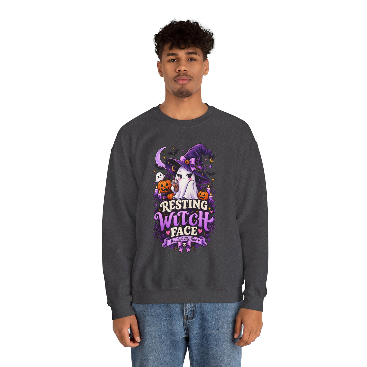 Sweatshirt — "Resting Witch Face" Halloween Crewneck