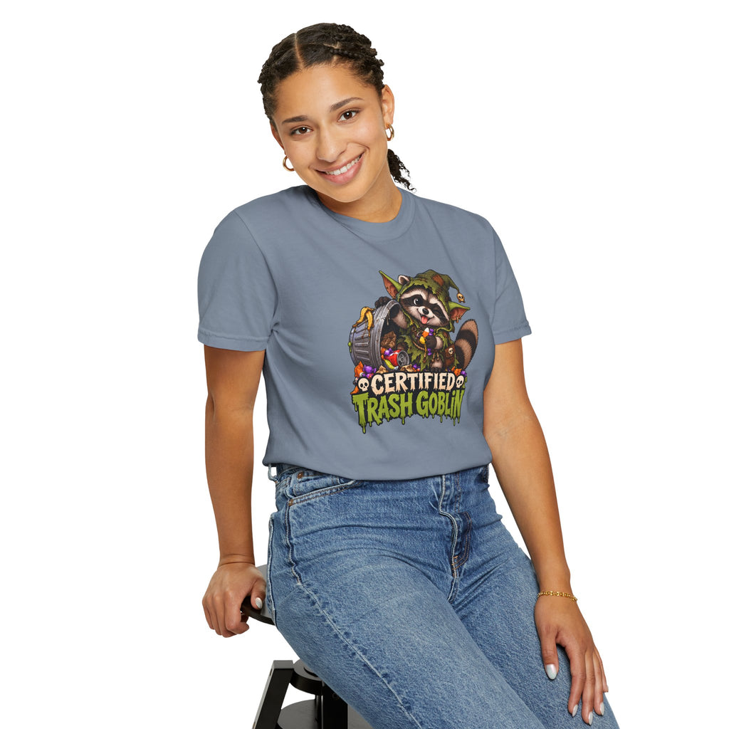 Certified Trash Goblin T-Shirt — Cute Mischief Raccoon Graphic Tee