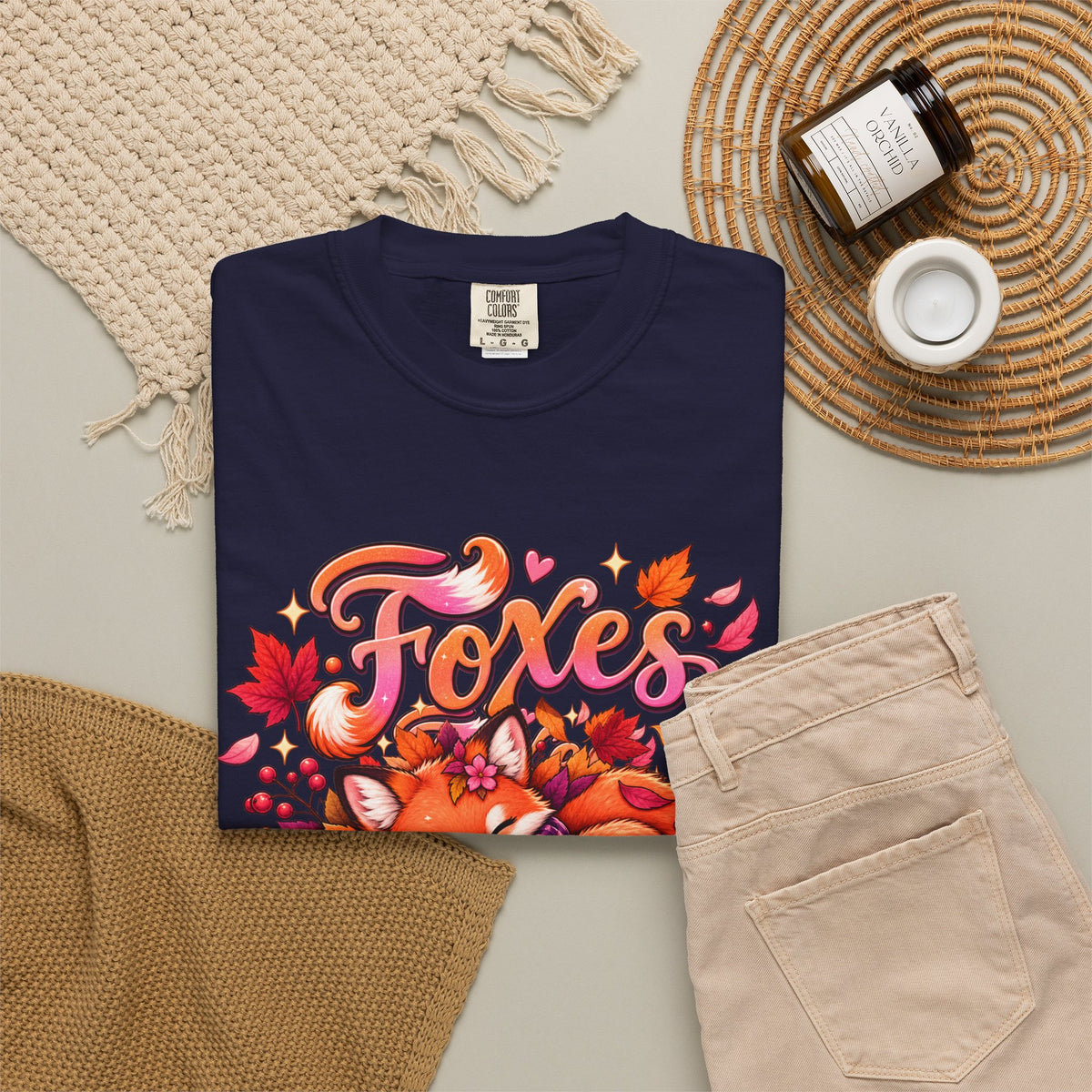 Foxes & Falling Leaves T-Shirt — Cozy Autumn Fox Graphic Tee