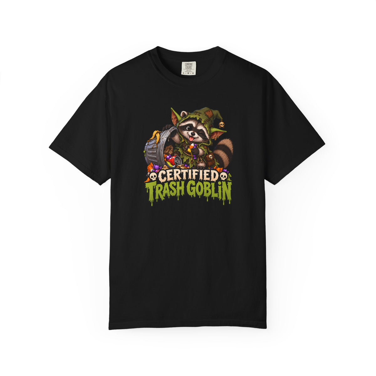Certified Trash Goblin T-Shirt — Cute Mischief Raccoon Graphic Tee