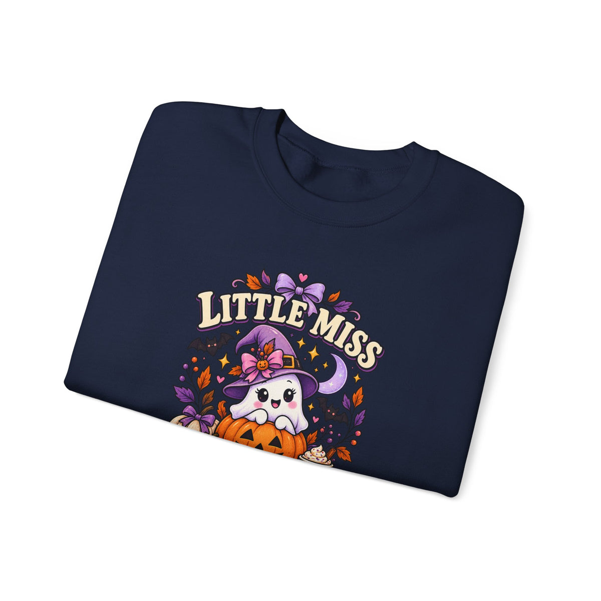 Little Miss Spooky Season Sweatshirt — Cute Halloween Ghost & Pumpkin Crewneck