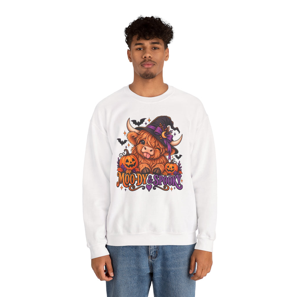 "Moo-dy & Spooky" Highland cow sweatshirt