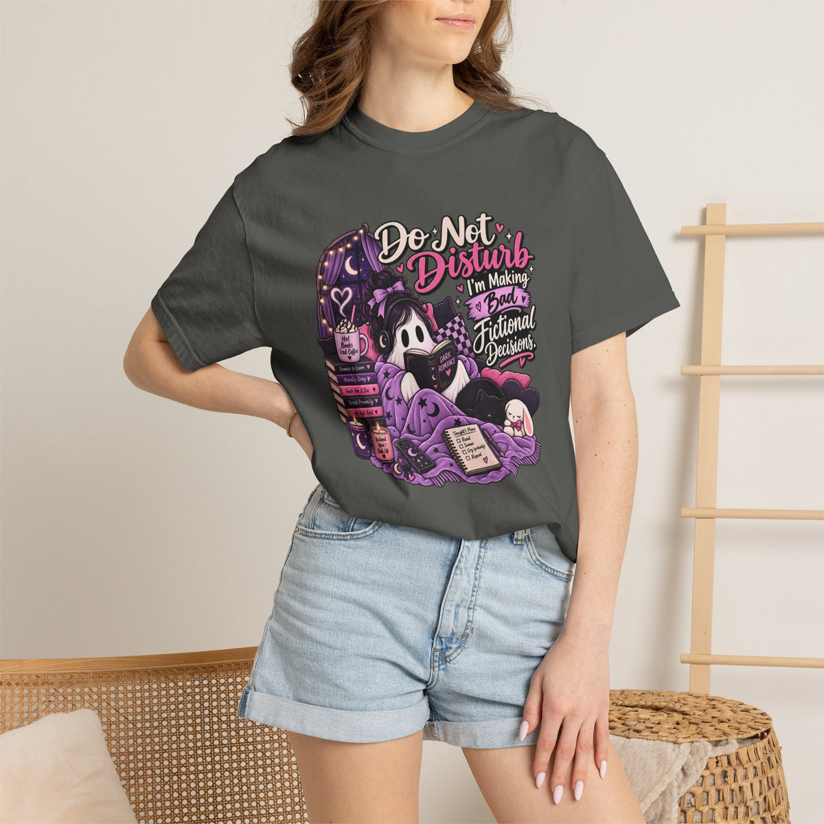 Do Not Disturb T-Shirt — Cute Gothic Reading Ghost Graphic Tee
