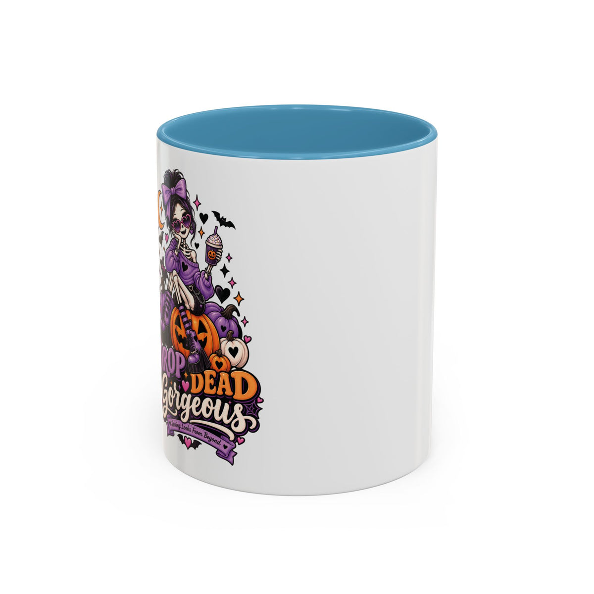 Halloween Coffee Mug — 'Drop Dead Gorgeous' Gothic Pumpkin Witch Accent Mug
