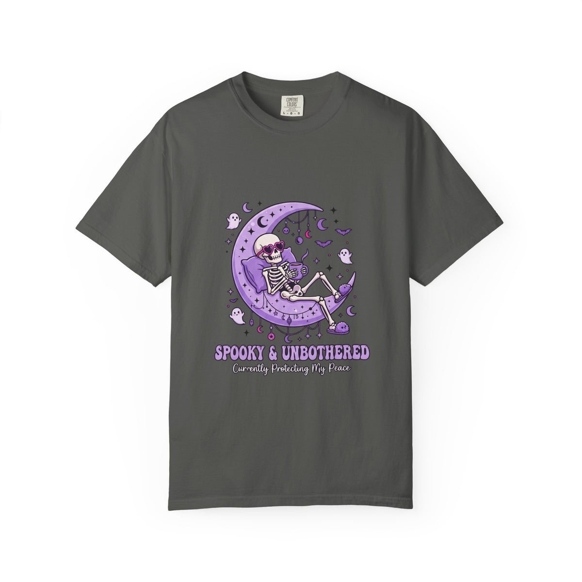 Spooky & Unbothered Skeleton Moon T-Shirt
