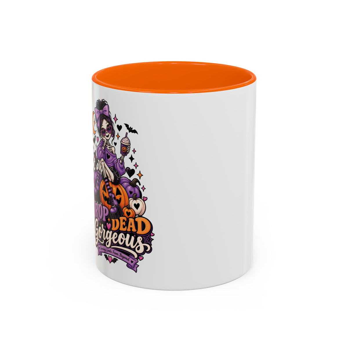 Halloween Coffee Mug — 'Drop Dead Gorgeous' Gothic Pumpkin Witch Accent Mug
