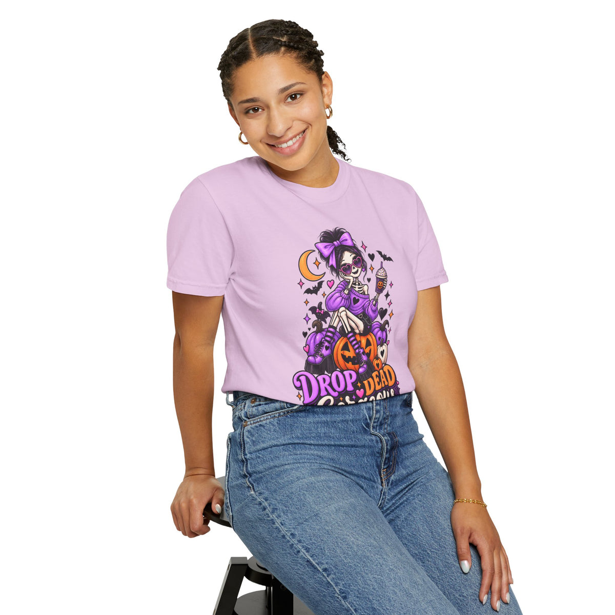 Drop Dead Gorgeous Halloween T-Shirt — Gothic Pumpkin Pinup Tee