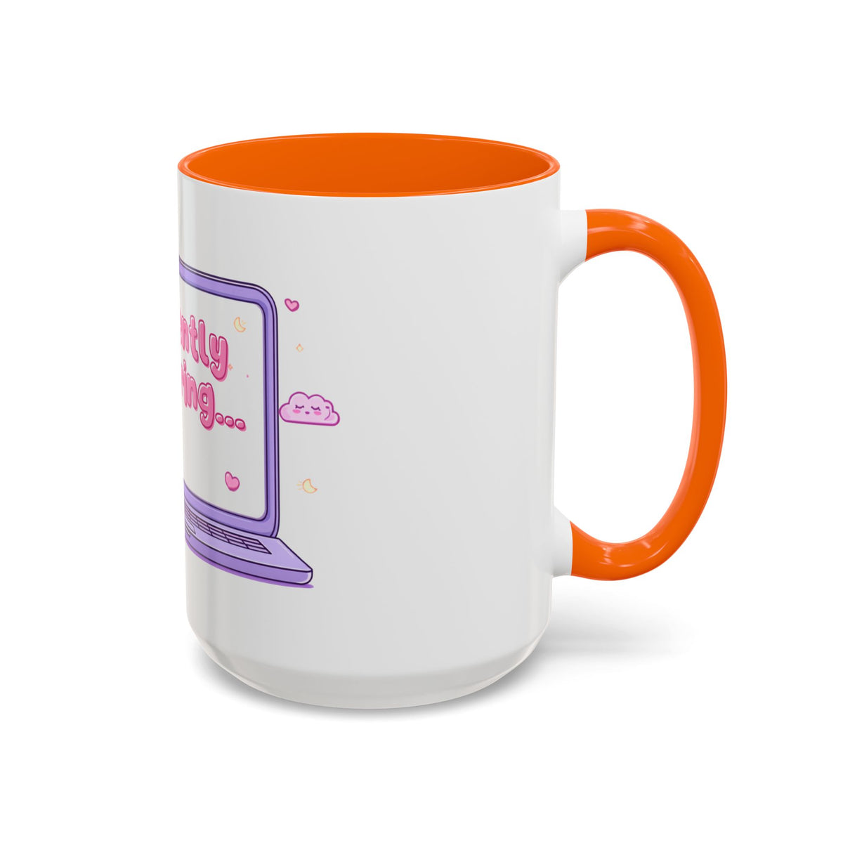 Accent Coffee Mug — "Currently Buffering" Cute Kawaii Laptop Design