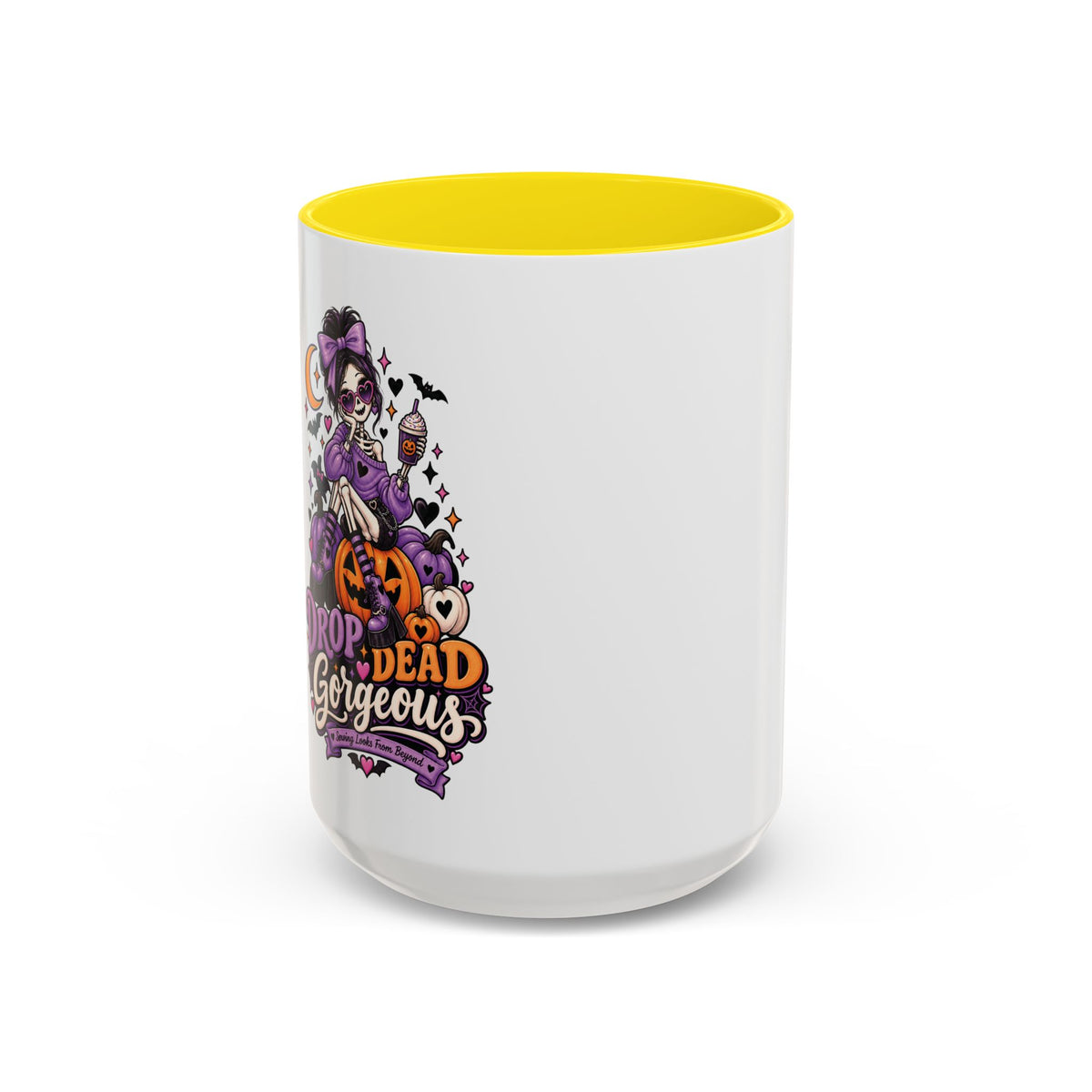 Halloween Coffee Mug — 'Drop Dead Gorgeous' Gothic Pumpkin Witch Accent Mug