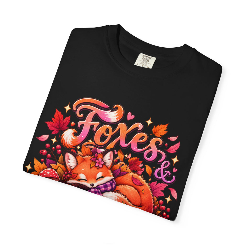 Foxes & Falling Leaves T-Shirt — Cozy Autumn Fox Graphic Tee