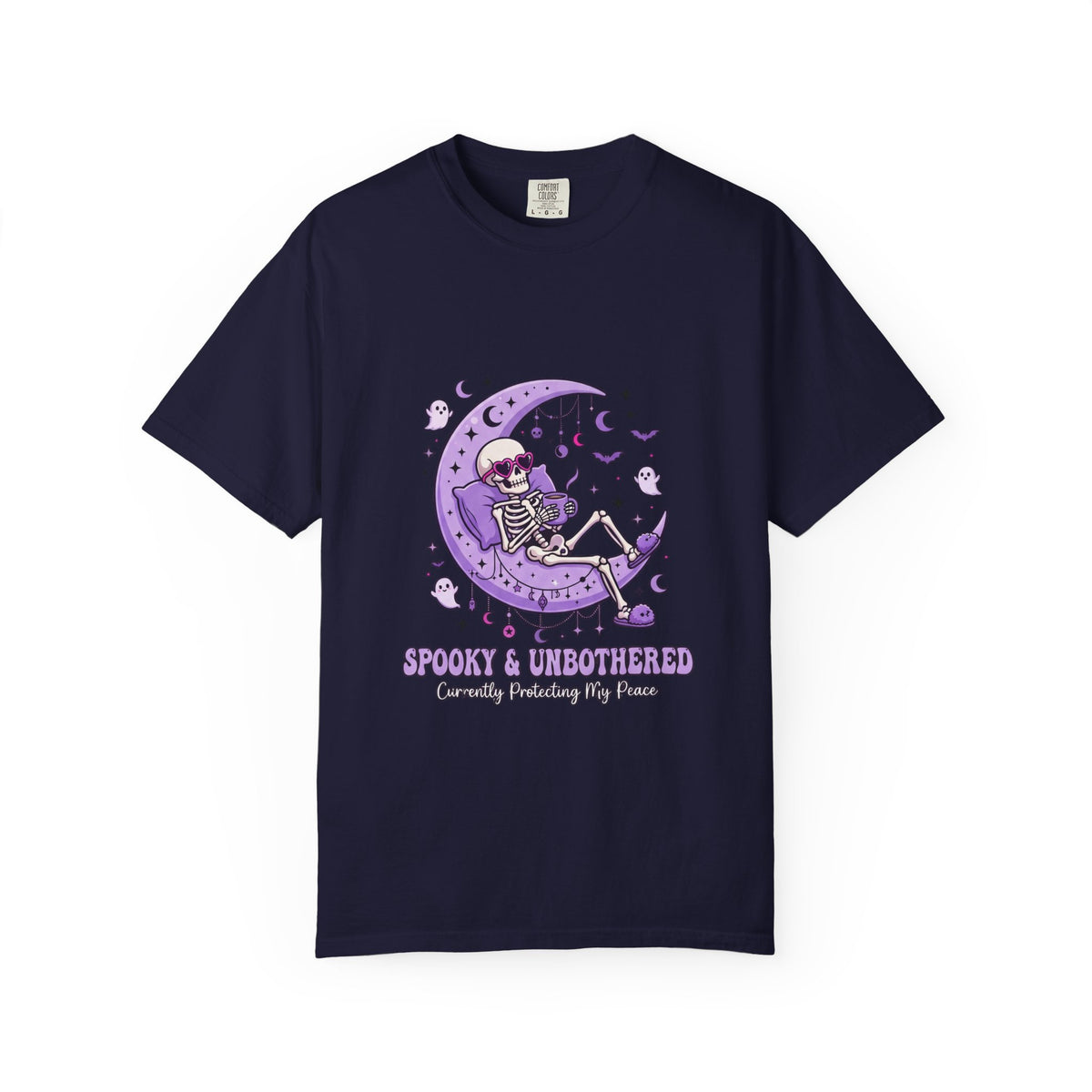 Spooky & Unbothered Skeleton Moon T-Shirt