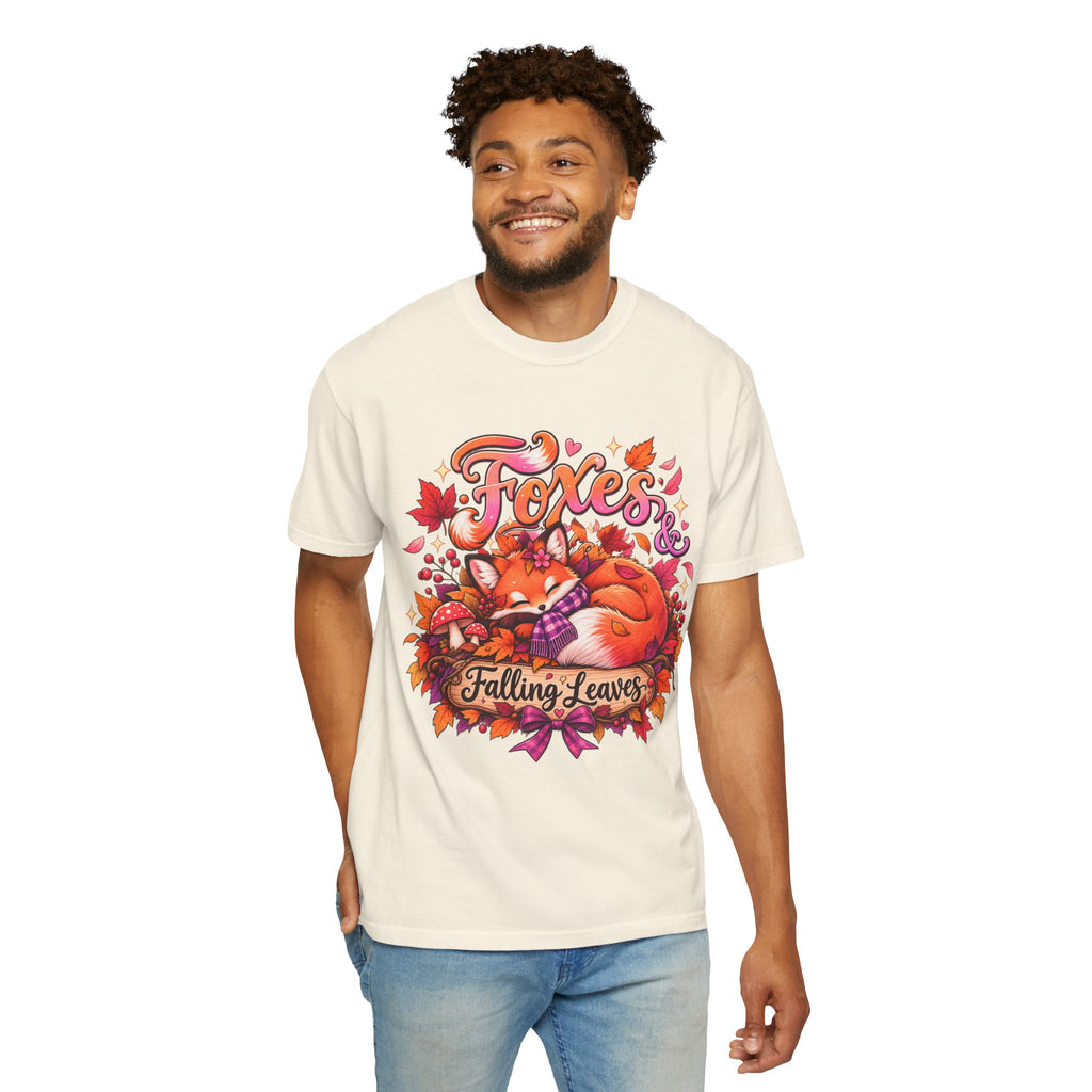 Foxes & Falling Leaves T-Shirt — Cozy Autumn Fox Graphic Tee