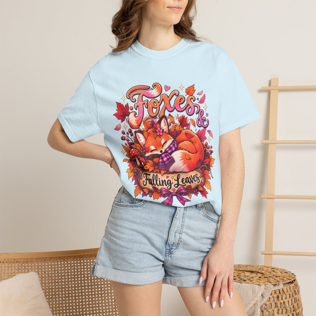 Foxes & Falling Leaves T-Shirt — Cozy Autumn Fox Graphic Tee
