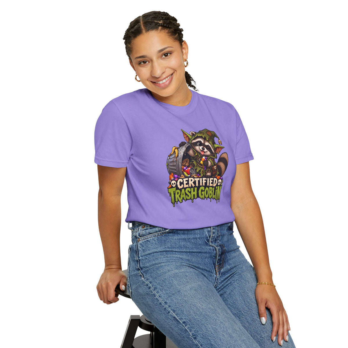 Certified Trash Goblin T-Shirt — Cute Mischief Raccoon Graphic Tee