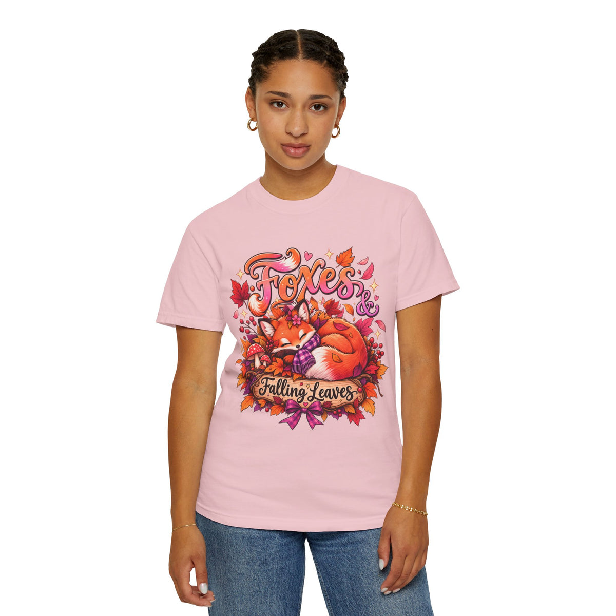 Foxes & Falling Leaves T-Shirt — Cozy Autumn Fox Graphic Tee