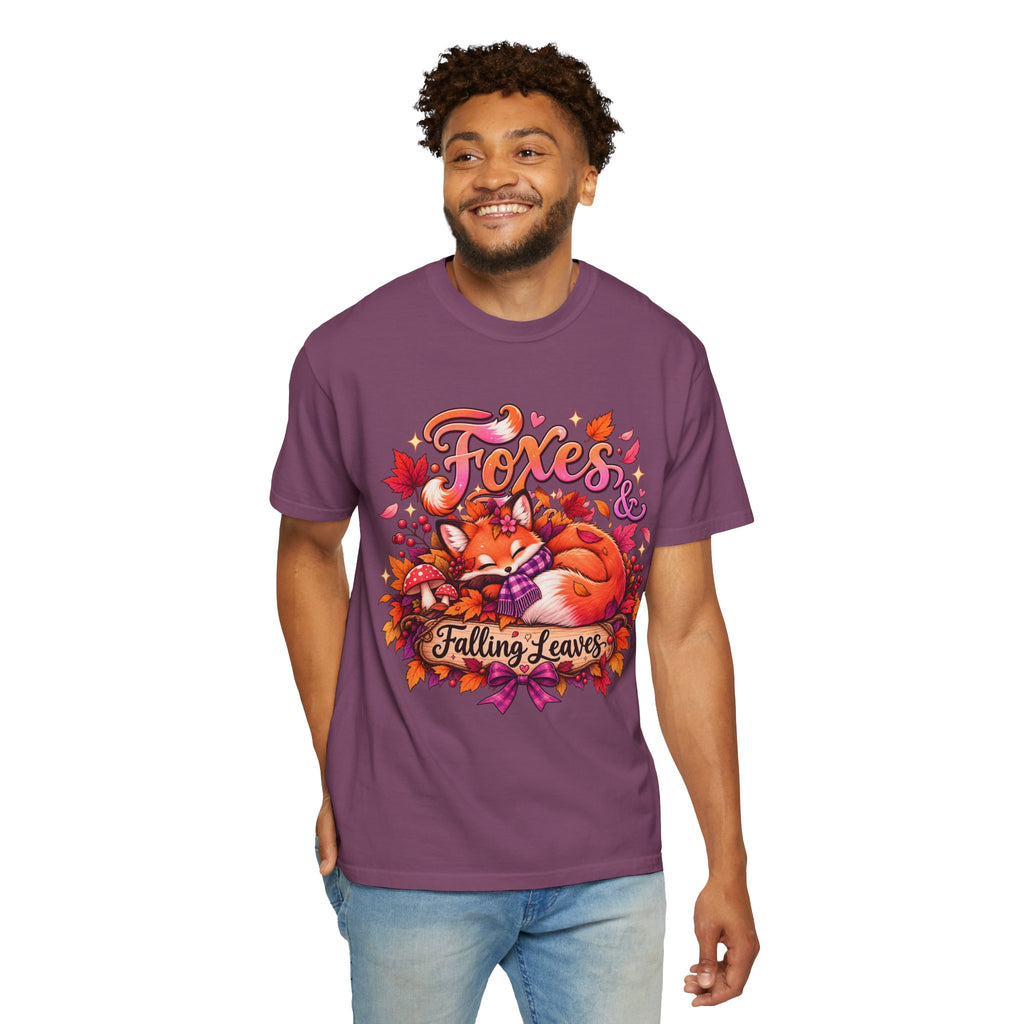 Foxes & Falling Leaves T-Shirt — Cozy Autumn Fox Graphic Tee