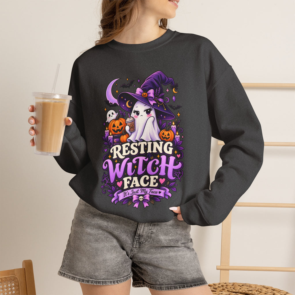 Sweatshirt — "Resting Witch Face" Halloween Crewneck