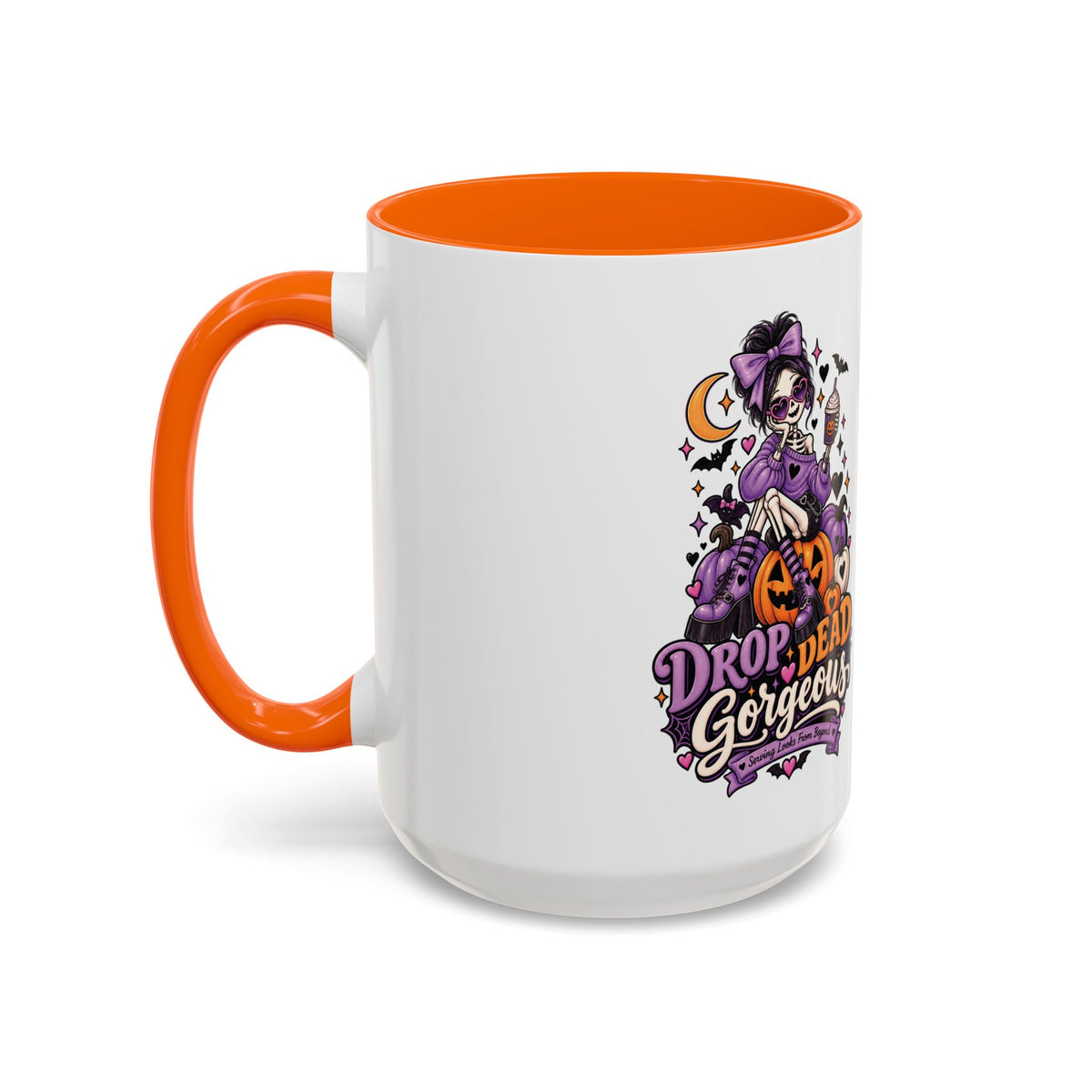 Halloween Coffee Mug — 'Drop Dead Gorgeous' Gothic Pumpkin Witch Accent Mug