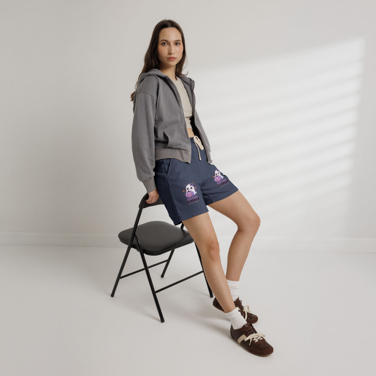 Cute Ghost 'Too Cute to Spook' Fleece Sweat Shorts