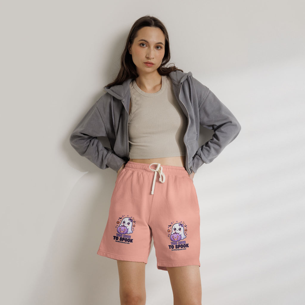 Cute Ghost 'Too Cute to Spook' Fleece Sweat Shorts