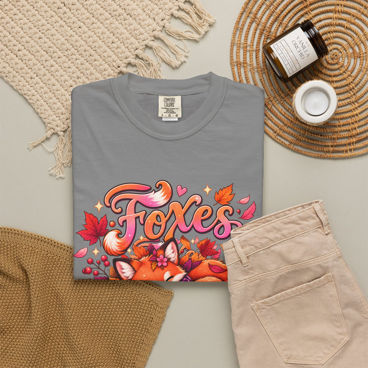 Foxes & Falling Leaves T-Shirt — Cozy Autumn Fox Graphic Tee