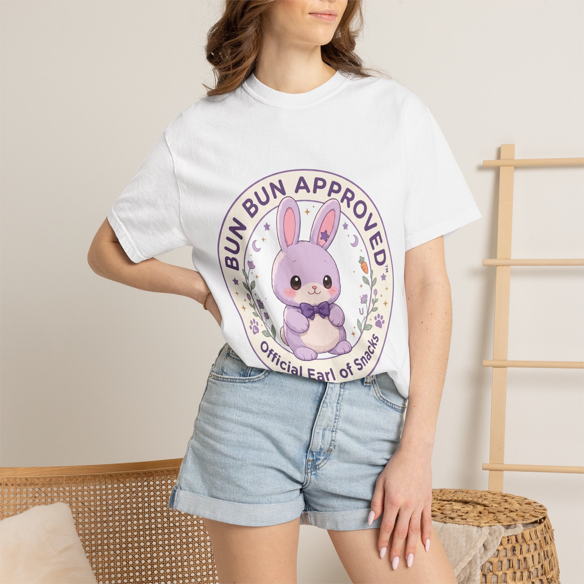 Bun Bun Approved Bunny T‑Shirt — "Official Earl of Snacks" Cute Pastel Tee