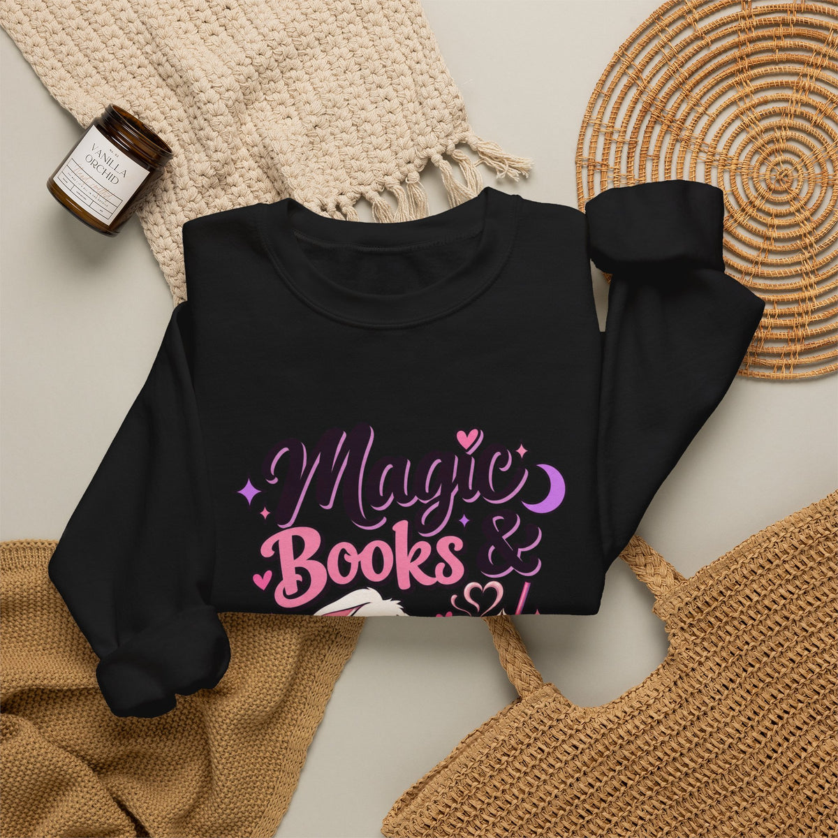 Sweatshirt — "Magic, Books & Coffee" Cozy Reading Crewneck