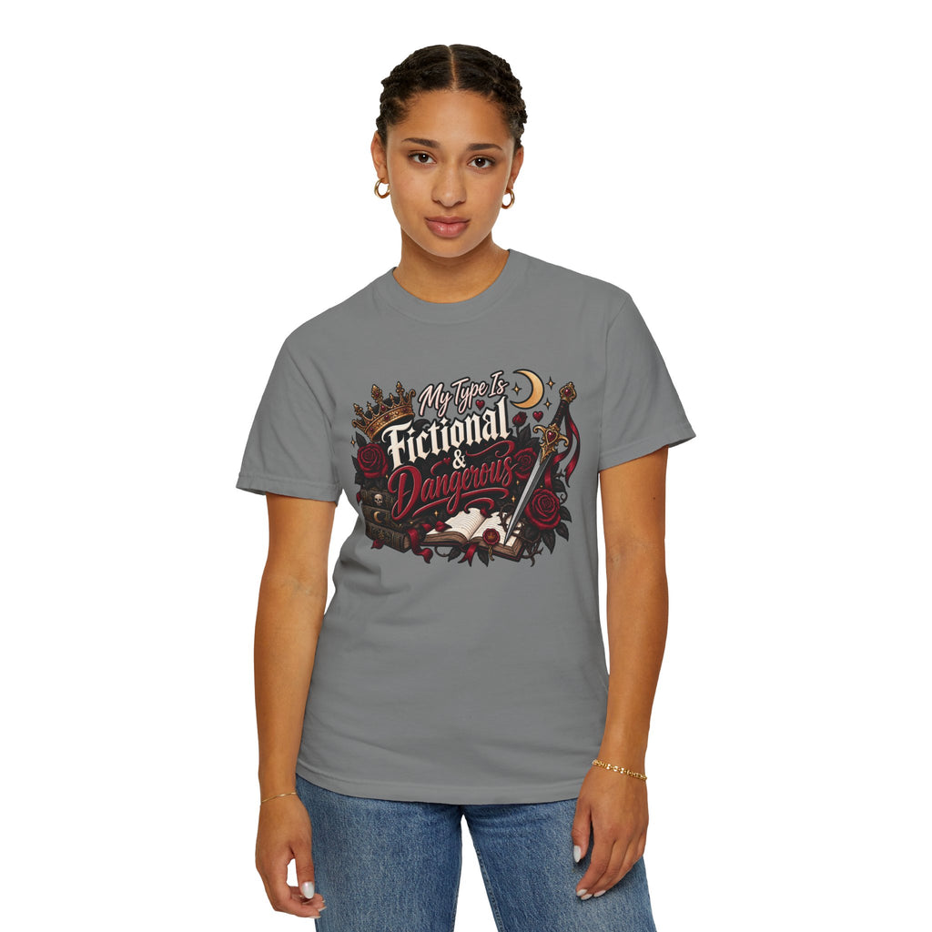 Fictional & Dangerous T-Shirt — Gothic Booklover Graphic Tee